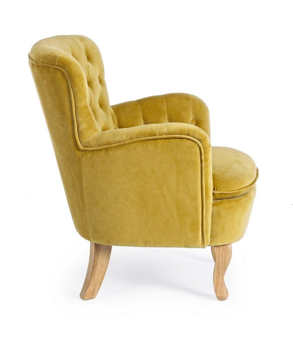 Poltrona "Orlins" per interno, Struttura In Legno Di Pino, Rivestimento In Cotone Trapuntato, Effetto Velluto Capitonne' 71.5 x 72.5 x 79h cm in Poltrone Decor Space - Altamura, commercioVirtuoso.it