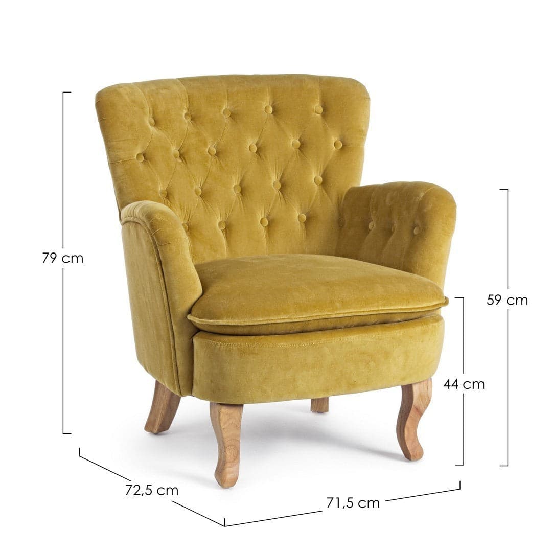 Poltrona "Orlins" per interno, Struttura In Legno Di Pino, Rivestimento In Cotone Trapuntato, Effetto Velluto Capitonne' 71.5 x 72.5 x 79h cm in Poltrone Decor Space - Altamura, commercioVirtuoso.it