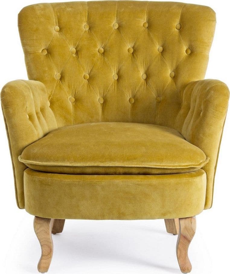 Poltrona "Orlins" per interno, Struttura In Legno Di Pino, Rivestimento In Cotone Trapuntato, Effetto Velluto Capitonne' 71.5 x 72.5 x 79h cm in Poltrone Decor Space - Altamura, commercioVirtuoso.it