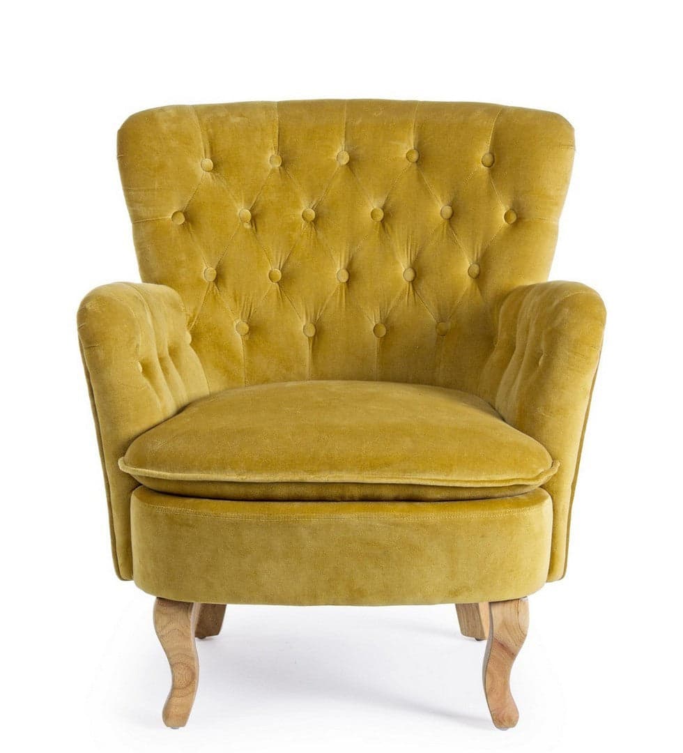 Poltrona "Orlins" per interno, Struttura In Legno Di Pino, Rivestimento In Cotone Trapuntato, Effetto Velluto Capitonne' 71.5 x 72.5 x 79h cm in Poltrone Decor Space - Altamura, commercioVirtuoso.it