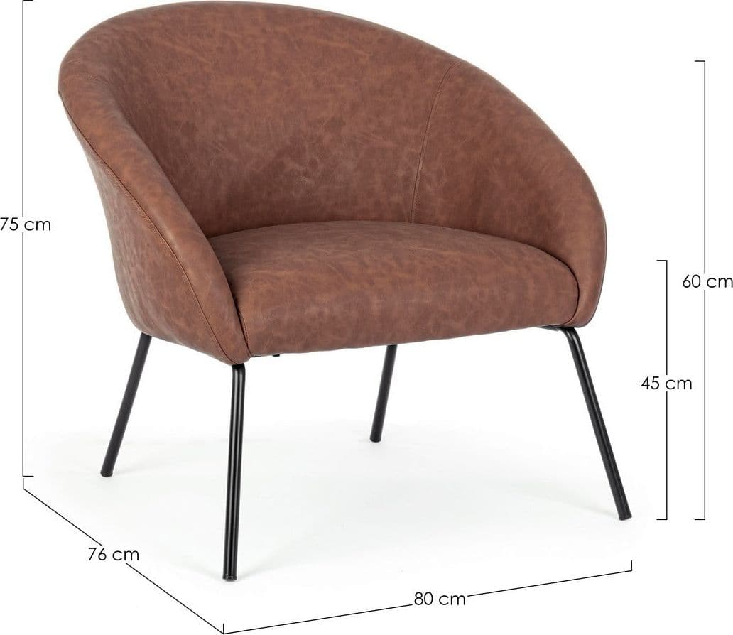 Poltrona "Aiko" per interno, Gambe In Acciaio Verniciato A Polvere 80 x 76 x 75h cm - 2