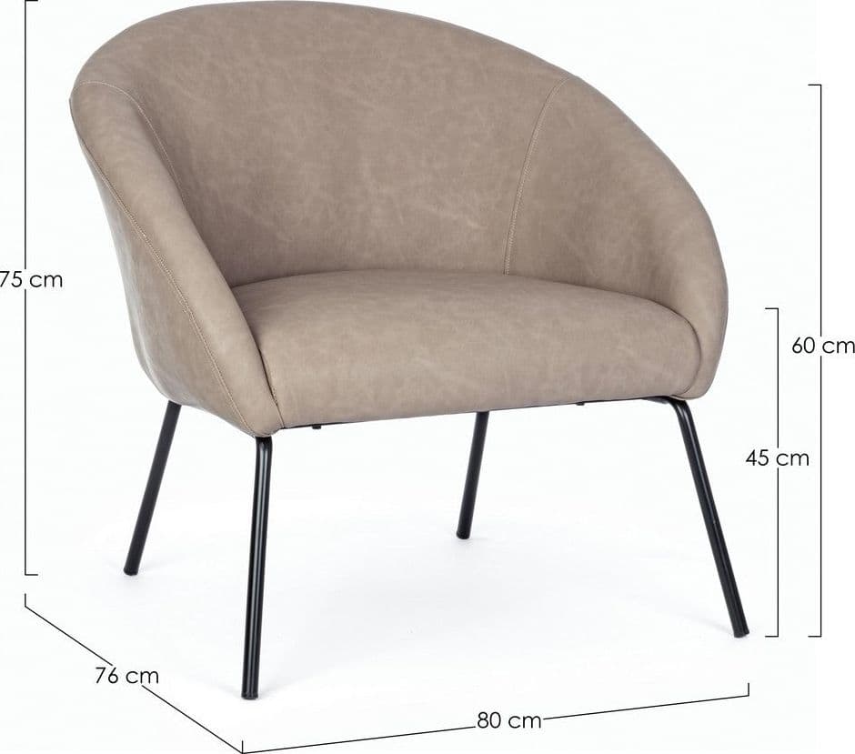 Poltrona "Aiko" per interno, Gambe In Acciaio Verniciato A Polvere 80 x 76 x 75h cm - 12