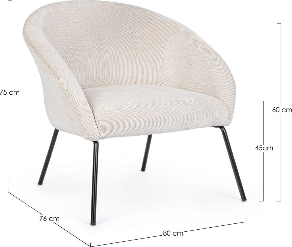Poltrona "Aiko" per interno, Gambe In Acciaio Verniciato A Polvere 80 x 76 x 75h cm - 31