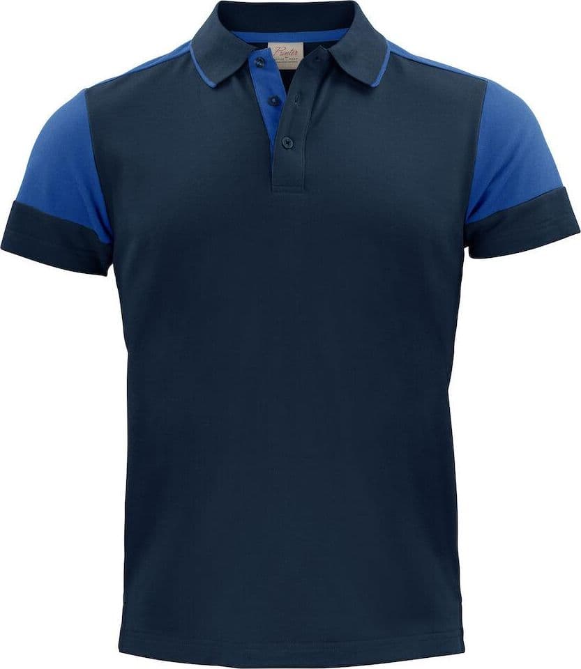 Polo Bicolore Prime Blu Royal Maglietta Misto Cotone Organico Poliestere Riciclato Ecosostenibile - 2
