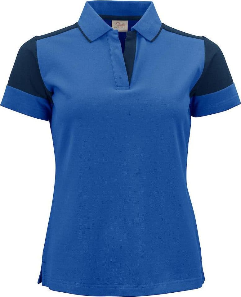 Polo Bicolore Prime Royal Blu Maglietta Donna Misto Cotone Organico Poliestere Riciclato Ecosostenibile - 2