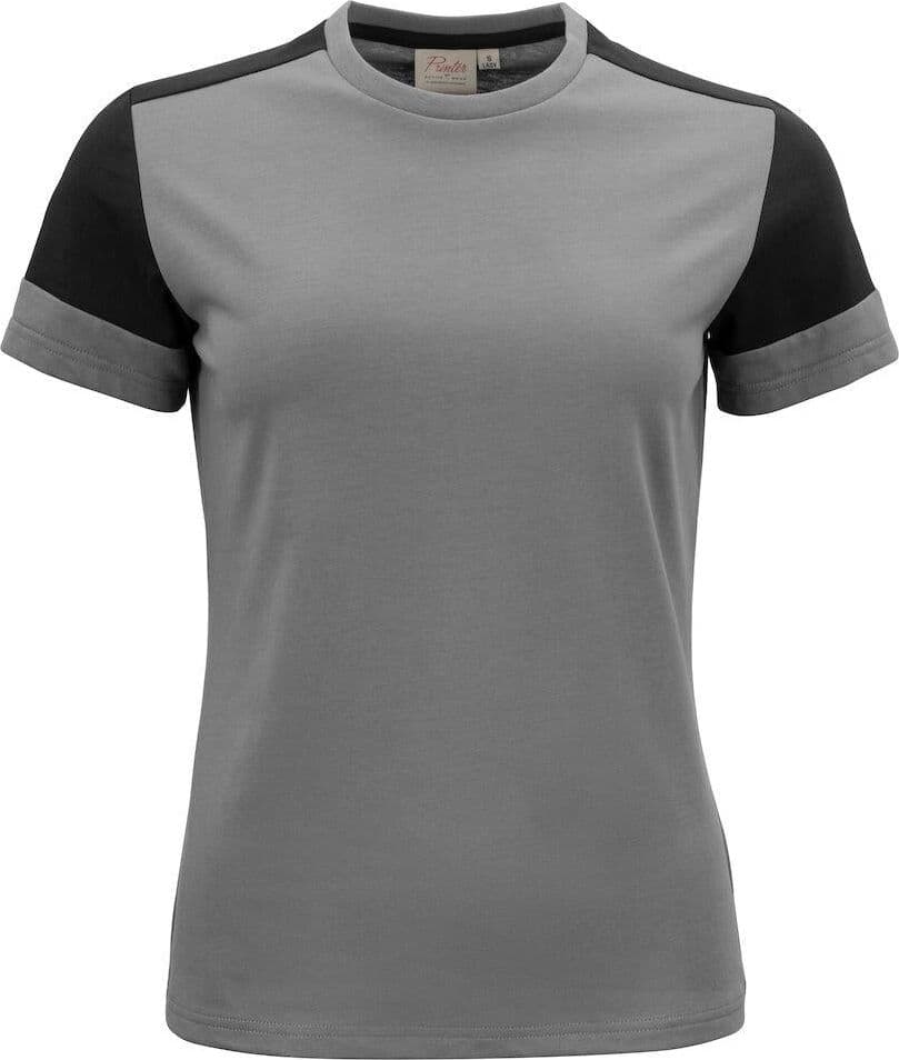 T-shirt Bicolore Prime Grigio Nero Maglietta Donna Misto Cotone Organico Poliestere Riciclato Ecosostenibile - 2