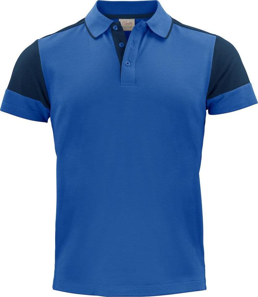 Polo Bicolore Prime Royal Blu Maglietta Misto Cotone Organico Poliestere Riciclato Ecosostenibile - 2
