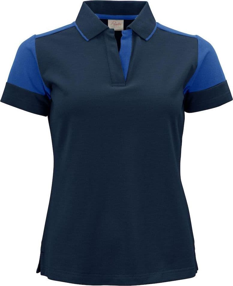 Polo Bicolore Prime Blu Royal Maglietta Donna Misto Cotone Organico Poliestere Riciclato Ecosostenibile - 2