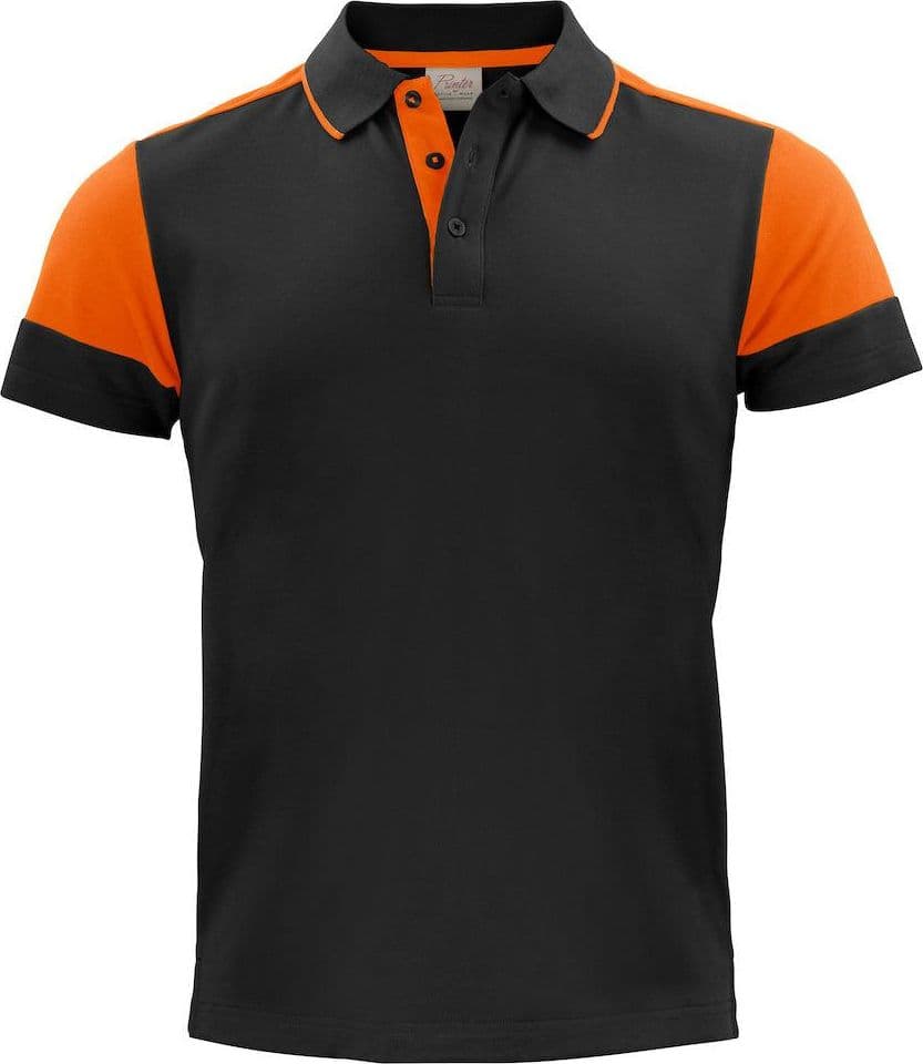 Polo Bicolore Prime Nero Arancio Maglietta Misto Cotone Organico Poliestere Riciclato Ecosostenibile - 2