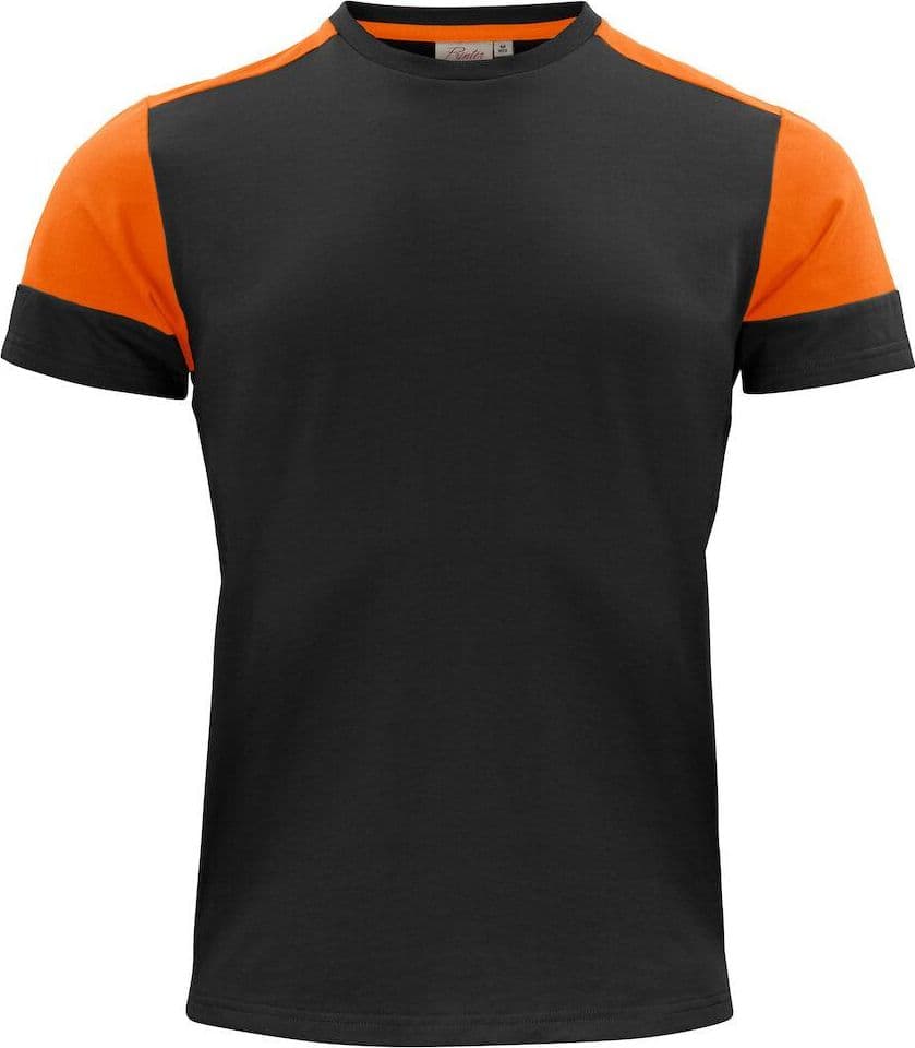 T-shirt Bicolore Prime Nero Arancio Maglietta Misto Cotone Organico Poliestere Riciclato Ecosostenibile - 2