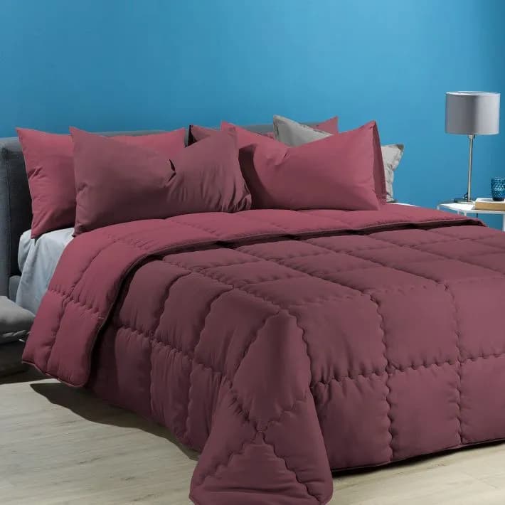CALEFFI - TRAPUNTA MODERN TINTA UNITA MICROFIBRA – MATRIMONIALE, BORDEAUX – letto