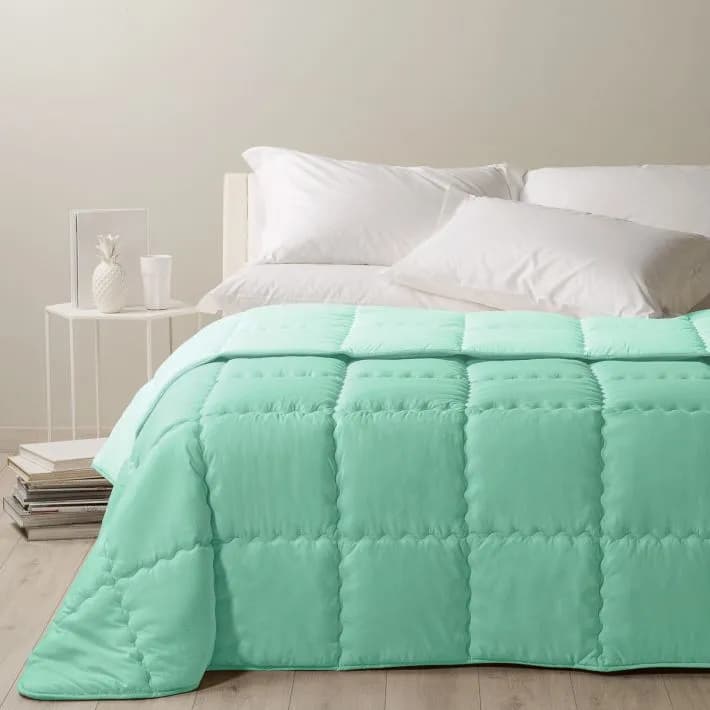 CALEFFI - TRAPUNTA MODERN TINTA UNITA MICROFIBRA – MATRIMONIALE, TURCHESE – letto