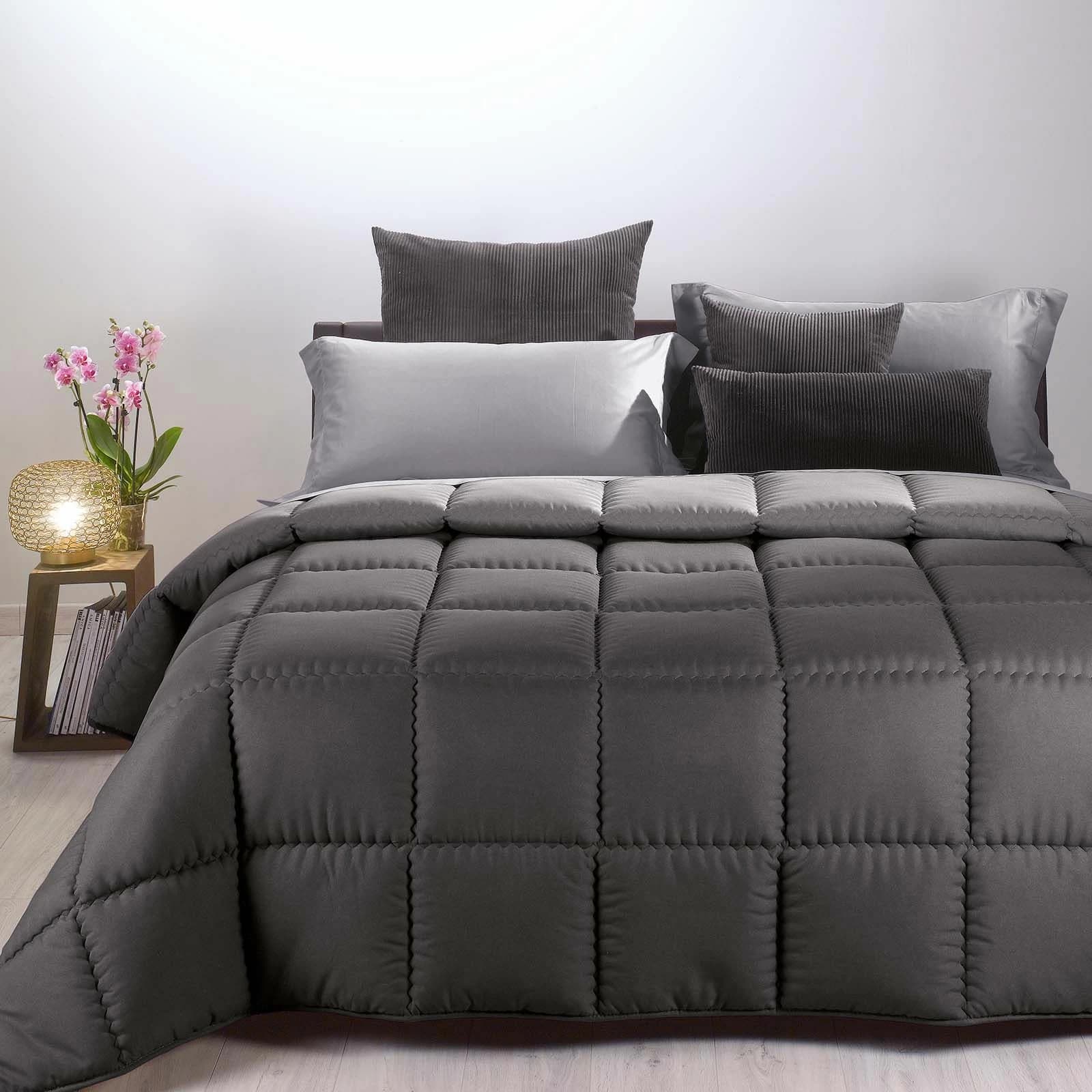 CALEFFI - TRAPUNTA MODERN TINTA UNITA MICROFIBRA – PIAZZA E MEZZA, ANTRACITE – letto