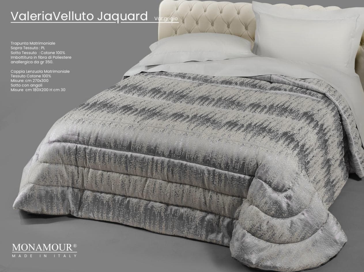Trapunta matrimoniale invernale Mon Amour art. Valeria velluto Sopra tessuto: PL Sotto tessuto: cotone 100% imbottitura in fibra di poliestere anallergica da gr.350 - 4