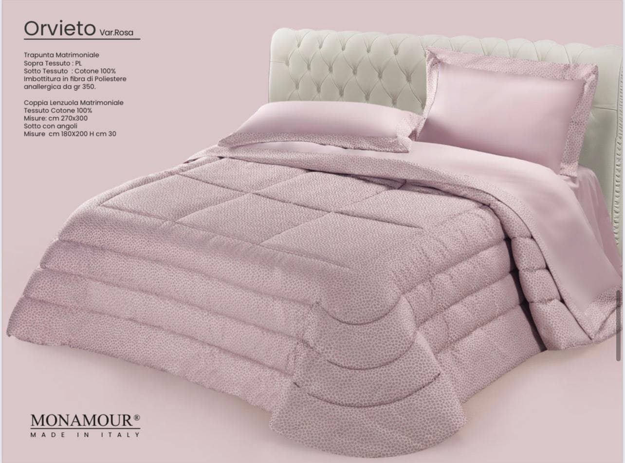 Trapunta matrimoniale invernale Mon Amour art. Orvieto Sopra tessuto: PL Sotto tessuto: cotone 100% imbottitura in fibra di poliestere anallergica da gr.350 - 11