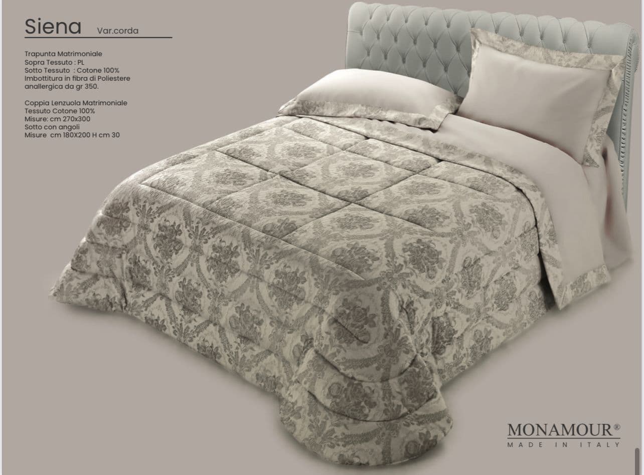 Trapunta matrimoniale invernale Mon Amour art. Siena Sopra tessuto: PL Sotto tessuto: cotone 100% imbottitura in fibra di poliestere anallergica da gr.350 - 4