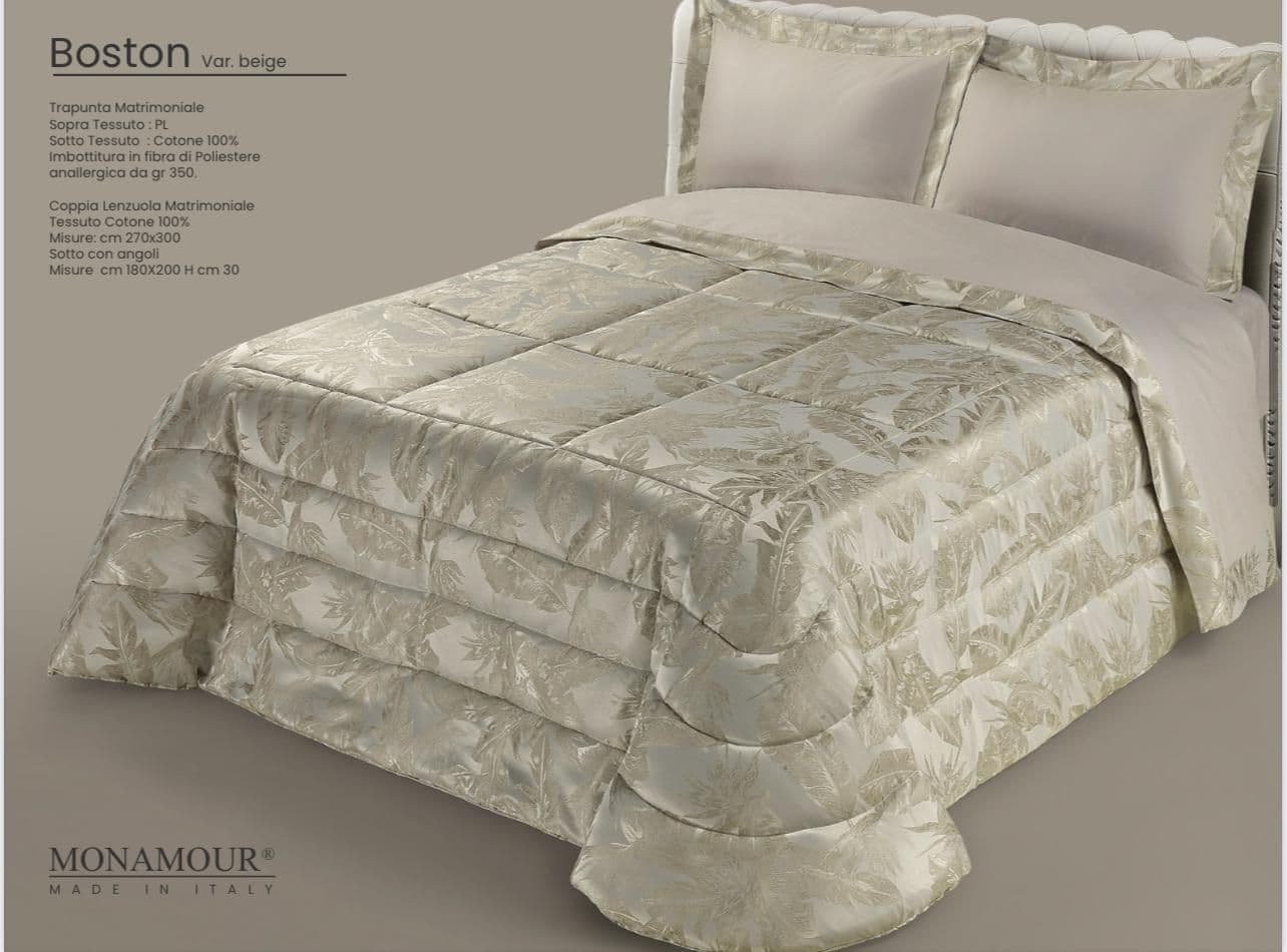 Trapunta matrimoniale invernale Mon Amour art. Boston Sopra tessuto: Pl Sotto tessuto: cotone 100% imbottitura in fibra di poliestere anallergica da gr.350 - 12
