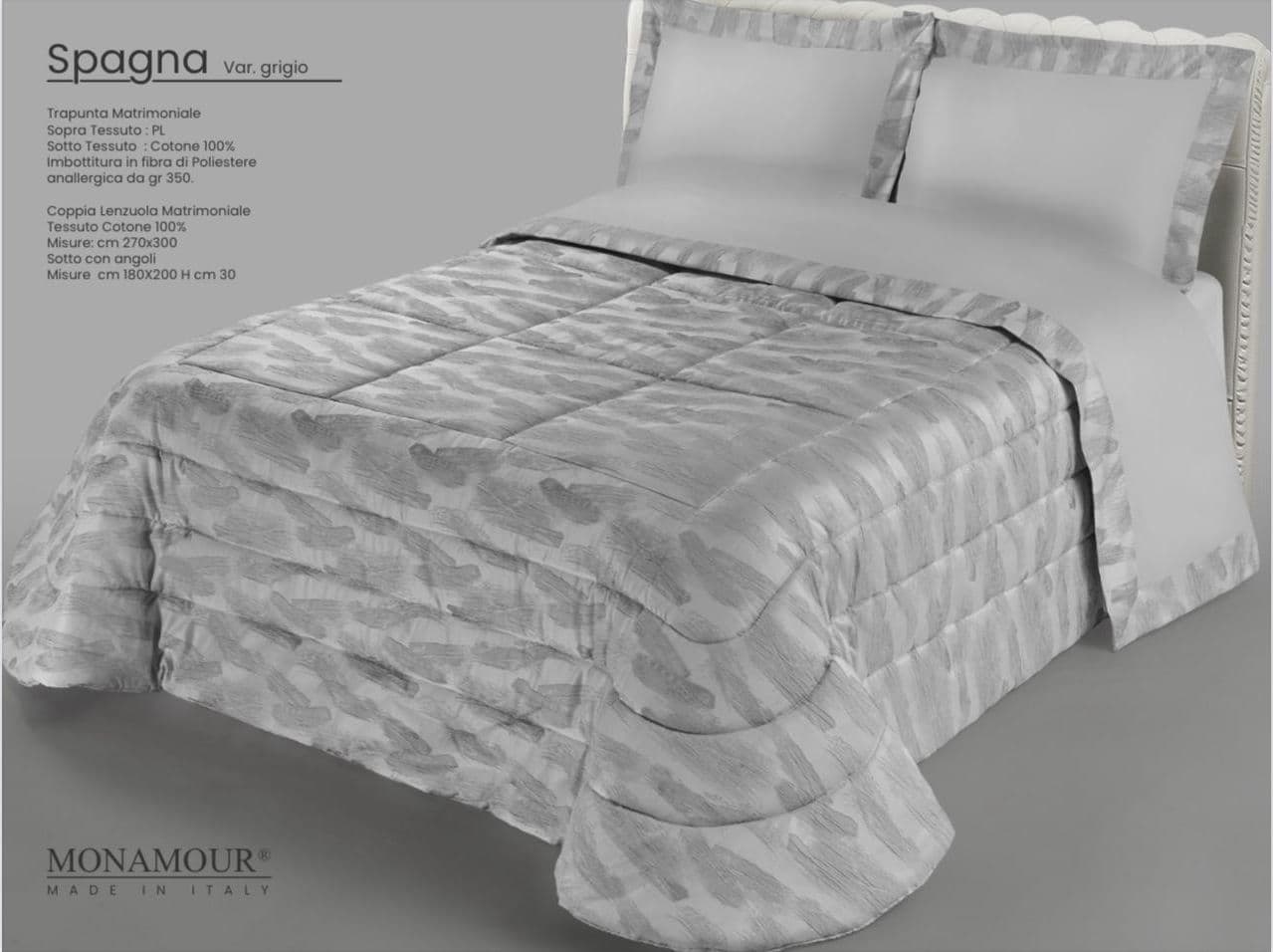 Trapunta matrimoniale invernale Mon Amour art. Spagna Sopra tessuto: PL Sotto tessuto: cotone 100% imbottitura in fibra di poliestere anallergica da gr.350 - 6