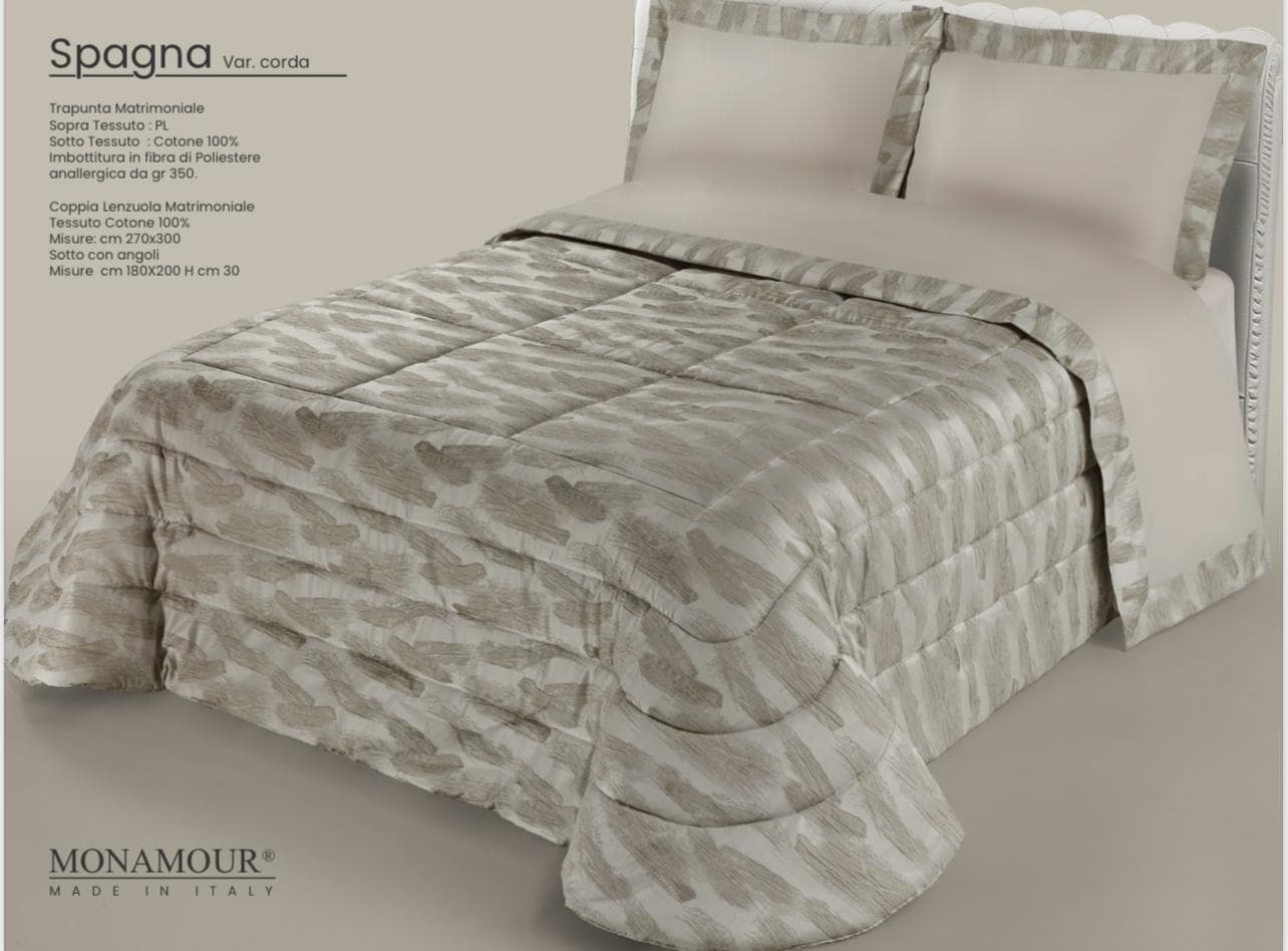 Trapunta matrimoniale invernale Mon Amour art. Spagna Sopra tessuto: PL Sotto tessuto: cotone 100% imbottitura in fibra di poliestere anallergica da gr.350 - 7