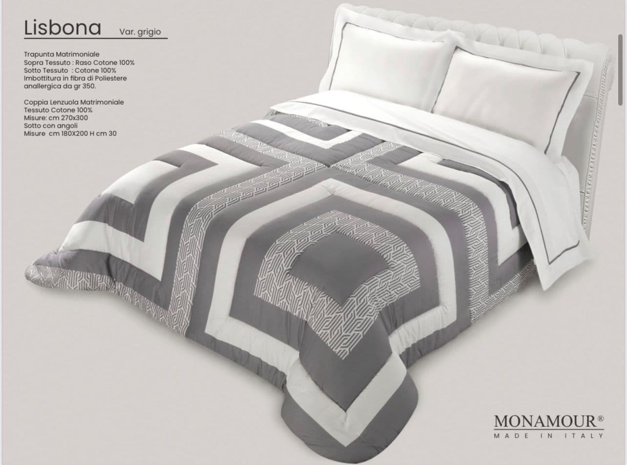 Trapunta matrimoniale invernale Mon Amour art. Lisbona Sopra tessuto: PL Sotto tessuto: cotone 100% imbottitura in fibra di poliestere anallergica da gr.350 - 5