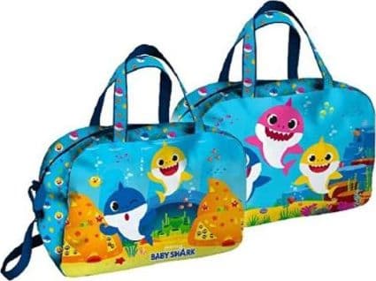 Borsone Baby Shark Dim. 40x26x21 cm Palestra Viaggio Tempo Libero