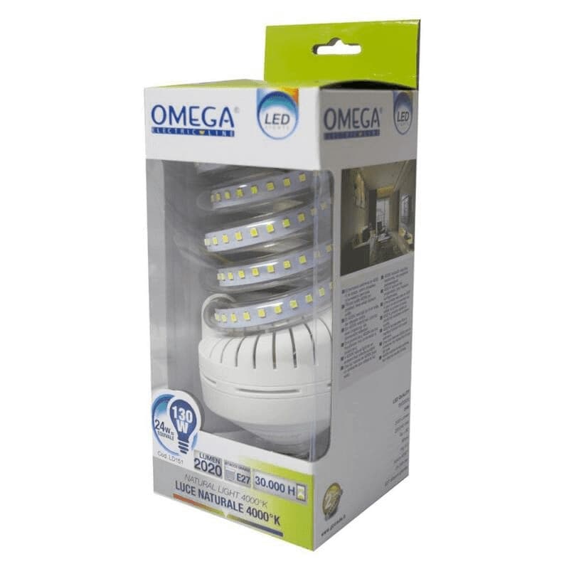 LAMPADINA LED A SPIRALE 24W 4000k 2020LM ATTACCO E27 CLASSE ENERGETICA A+ LUCE NATURALE