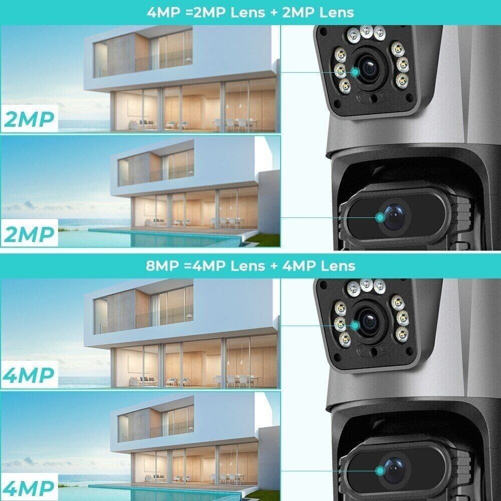 Telecamera IP 8MP 4K esterno WiFi PTZ 2 obiettivo doppio schermo 8X zoom CCTV - 10