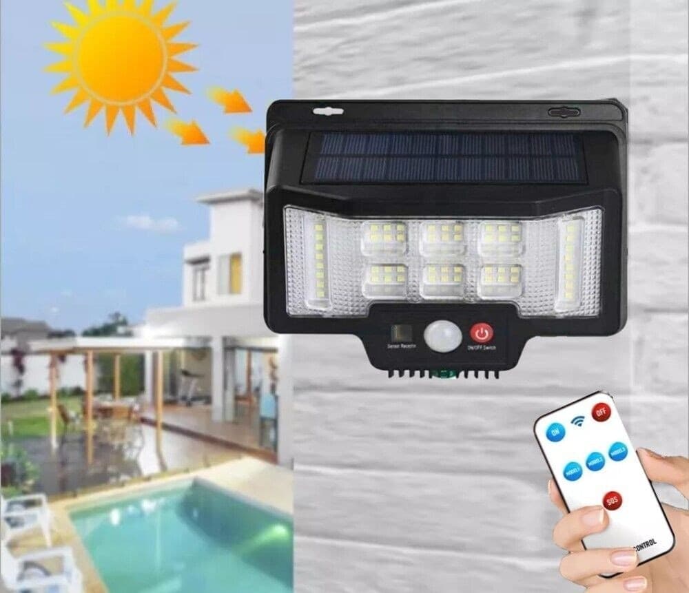 FARETTO FARO DA ESTERNO CON PANNELLO SOLARE 75 LED + 1 RGB CON TELECOMANDO TA202 - 2