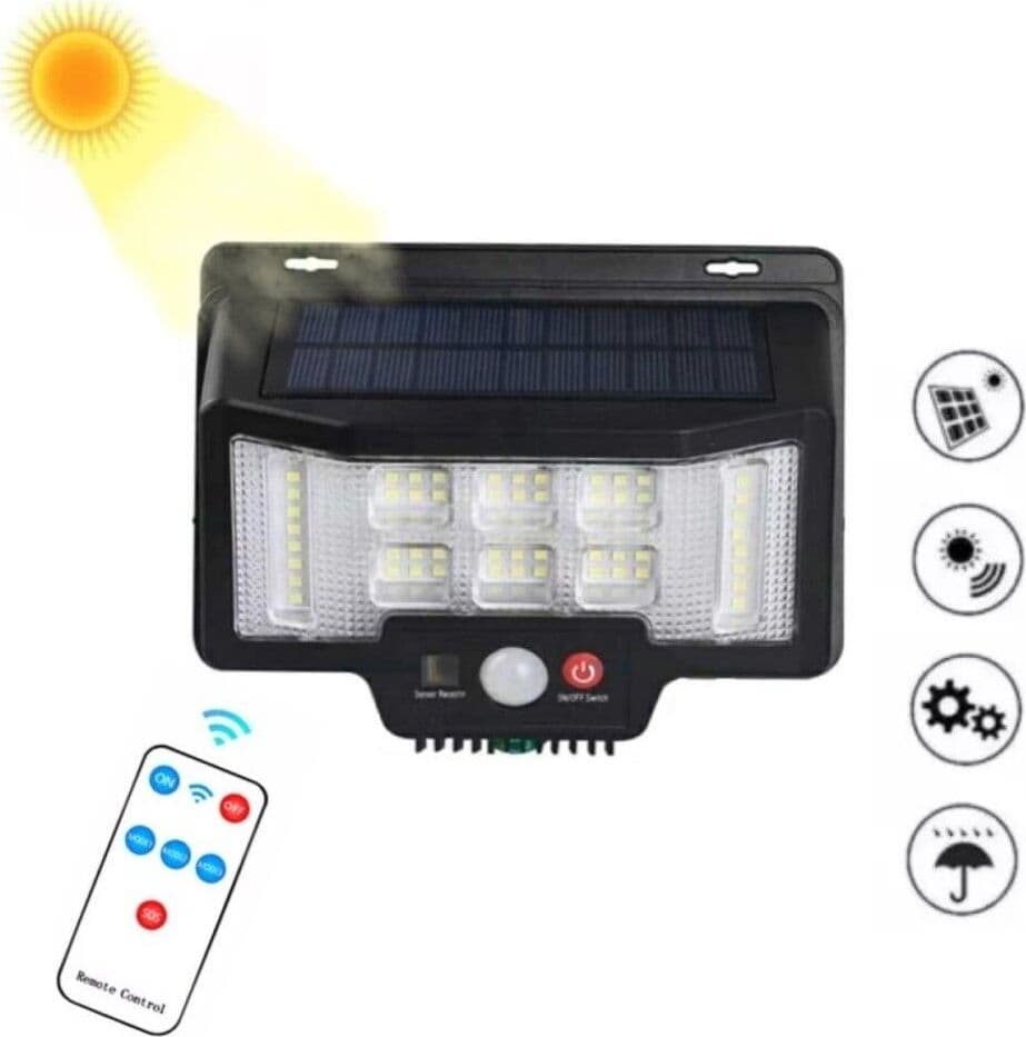 FARETTO FARO DA ESTERNO CON PANNELLO SOLARE 75 LED + 1 RGB CON TELECOMANDO TA202 - 3