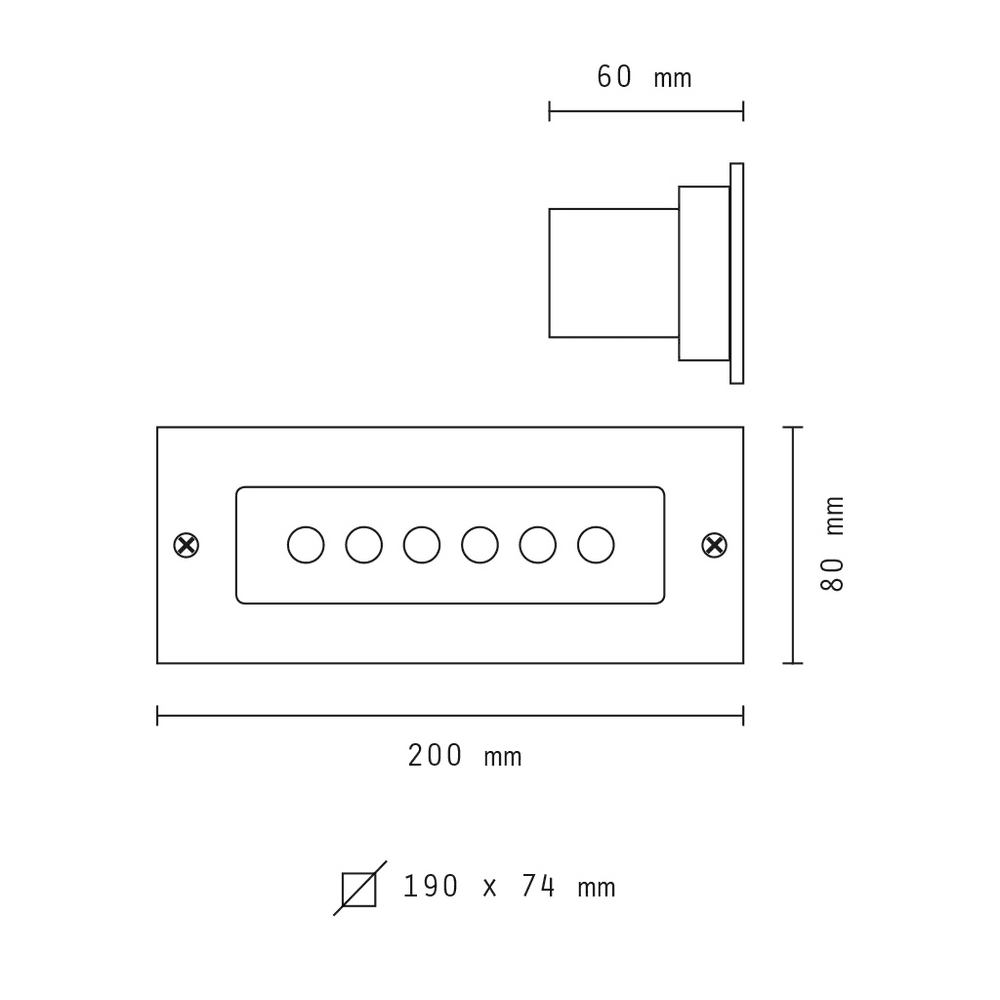 Segnapasso Led 6W Argento da incasso a parete 220v Rettangolare IP65 - 3