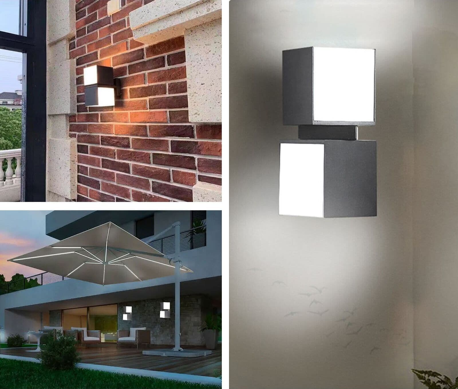 Applique Led 24W Doppio Cubo Luce Regolabile Lampada Nera ip65 - 5