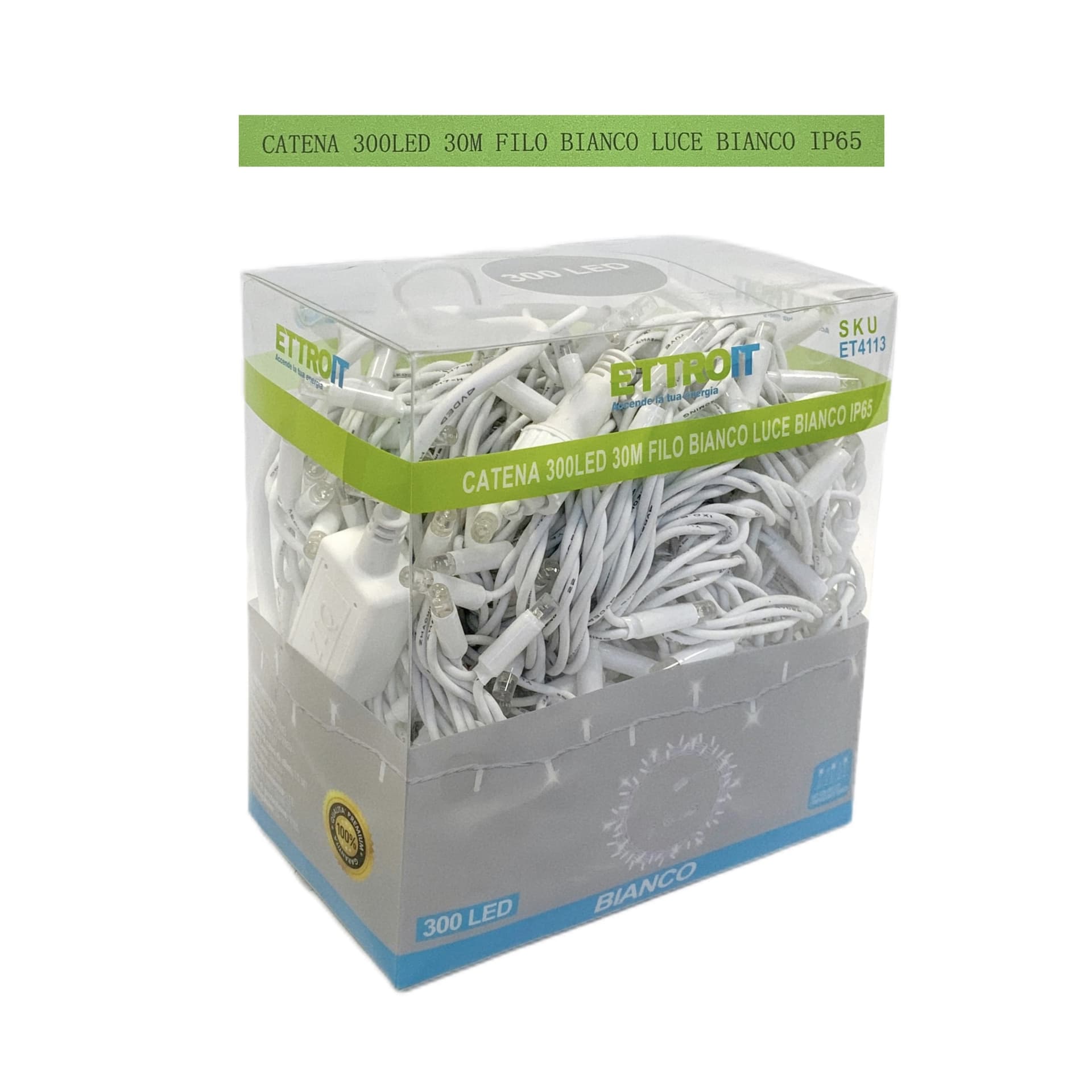 catena luminosa 300 led 30 metri filo bianco luce bianco ip65 /ET4113 - 2