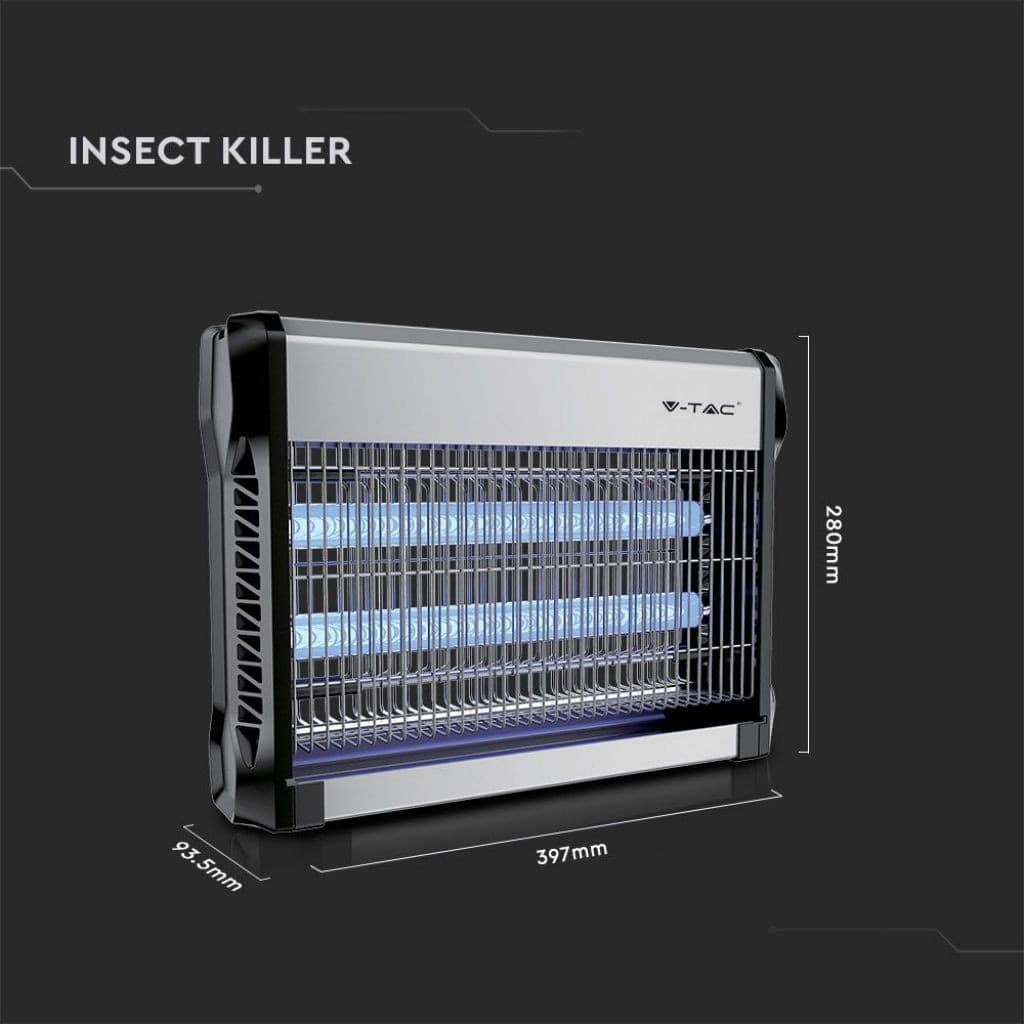 V-TAC VT-3220 ZANZARIERA ELETTRICA INSECT KILLER LAMPADA UV 20W LUCE BLU ATTIRA ED ELIMINA INSETTI - SKU 11180 - 8