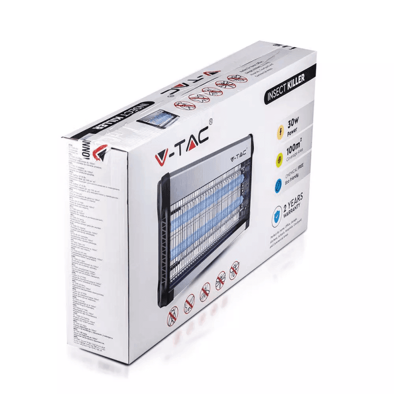 V-TAC VT-3230 ZANZARIERA ELETTRICA INSECT KILLER LAMPADA UV 30W LUCE BLU ATTIRA ED ELIMINA INSETTI - SKU 11181 - 2