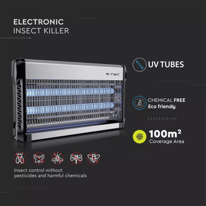 V-TAC VT-3230 ZANZARIERA ELETTRICA INSECT KILLER LAMPADA UV 30W LUCE BLU ATTIRA ED ELIMINA INSETTI - SKU 11181 - 7