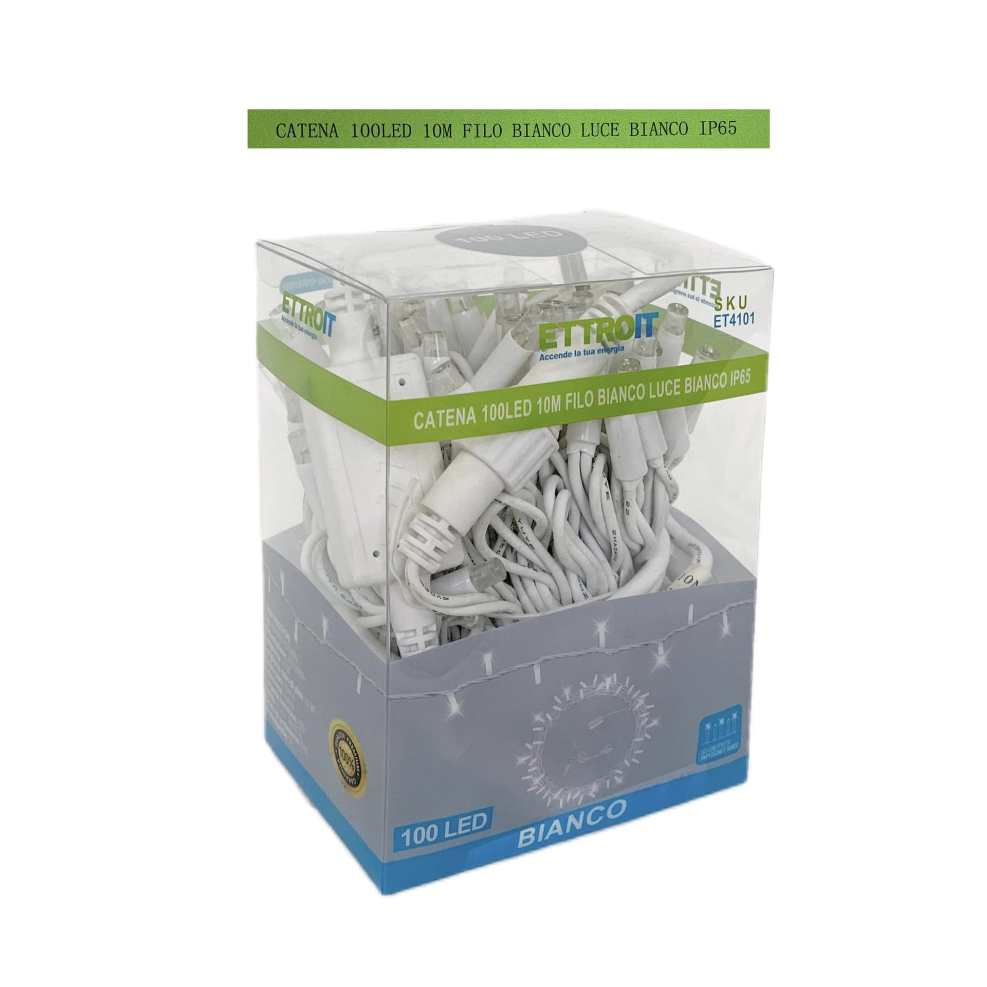 catena luminosa 100 led 10 metri filo bianco luce bianco ip65 /ET4101 - 2