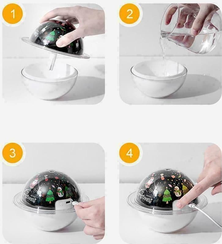 UMIDIFICATORE ULTRASUONI PROIETTORE LAMPADA LUCE DIFFUSORE NOTTURNO TAVOLO usb - 4