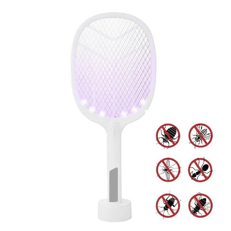 RACCHETTA ELETTRICA AMMAZZA INSETTI E ZANZARE 2 IN 1 CON LUCE LED PER ATTIRARE - 4