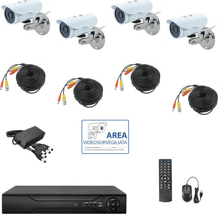 KIT VIDEOSORVEGLIANZA AHD IP CLOUD DVR 4 CANALI 4 TELECAMERE HD INFRAROSSI - 2