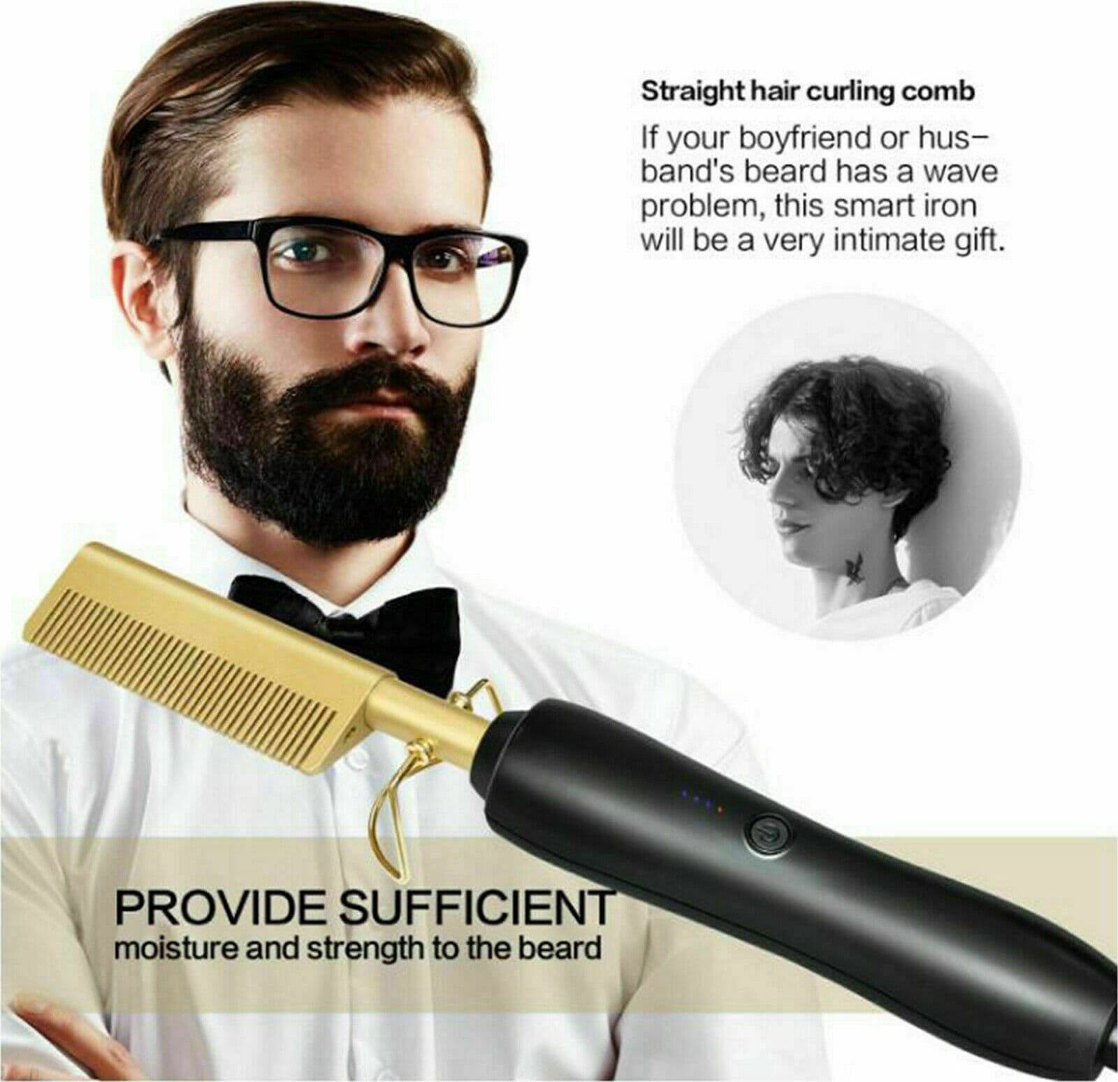 PIASTRA Pettine Caldo Per Capelli Lisci Riscaldamento Elettrico Barba STYLING - 5