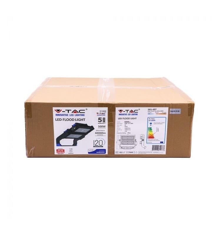 V-TAC SUPER PRO VT-502D FARO LED 60° A++ 500W SMD DIMMERABILE CHIP SAMSUNG Luce Naturale 4000k 60000lm IP66 - 9