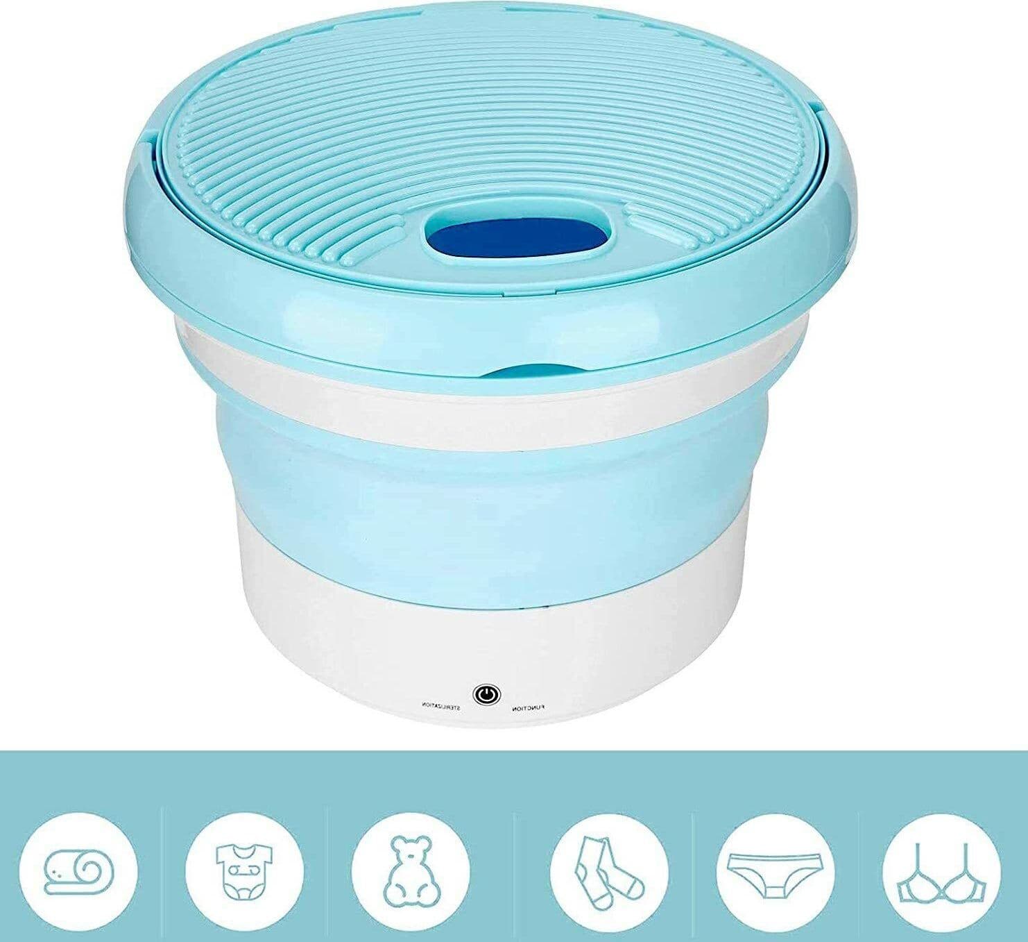 Mini lavatrice portatile pieghevole da viaggio automatica per campeggio bucato - 8