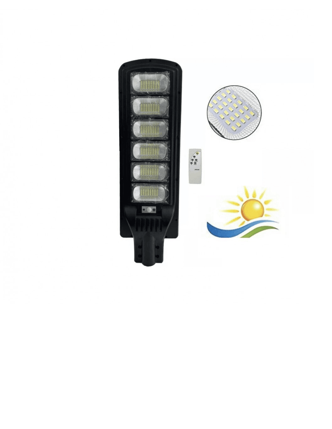 LAMPIONE LED CON PANNELLO SOLARE CREPUSCOLARE 300W LUCE FREDDA IP65 - 3