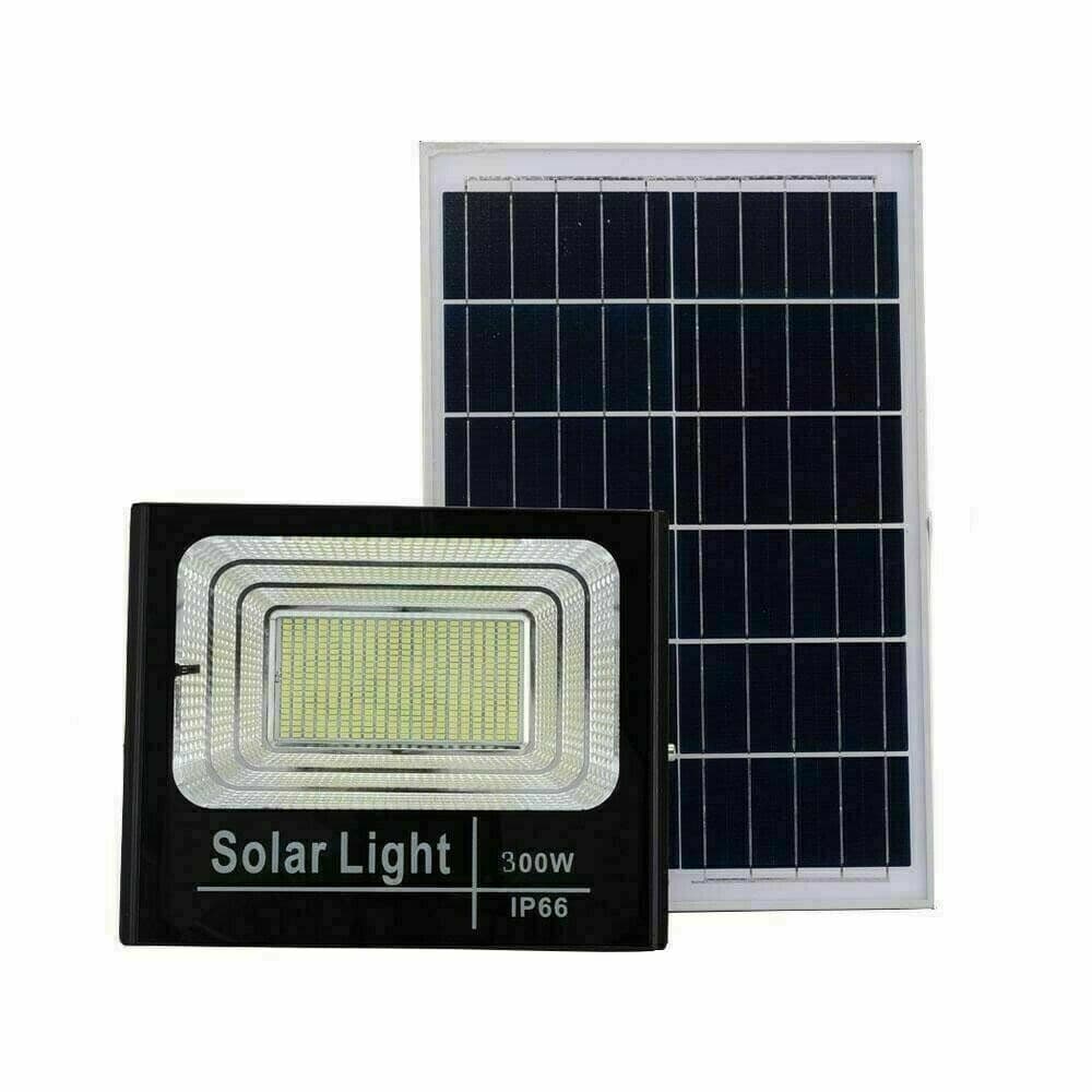 Faro led 300w con pannello solare luce fredda crepuscolare telecomando esterno - 3