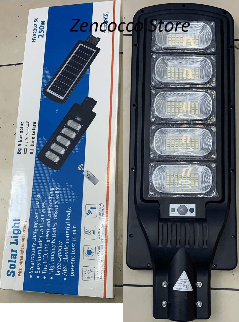 LAMPIONE LED CON PANNELLO SOLARE CREPUSCOLARE 250W LUCE FREDDA IP65 +TELECOMANDO - 11