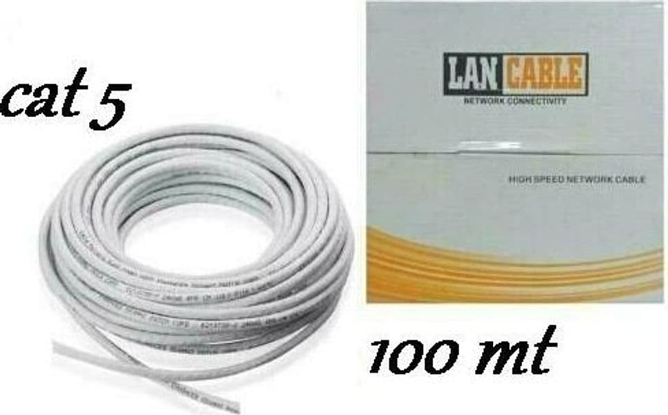 CAT 5 Matassa 100mt Cavo di Rete LAN UTP Ethernet Bobina Internet CCTV ADSL
