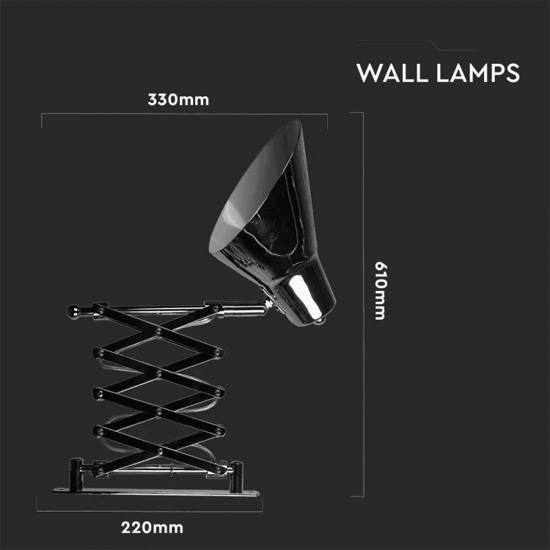 V-TAC VT-7702 Lampada LED da Muro con Portalampada E27 (Max 60W) Braccio a Soffietto  - SKU 40431 - 4