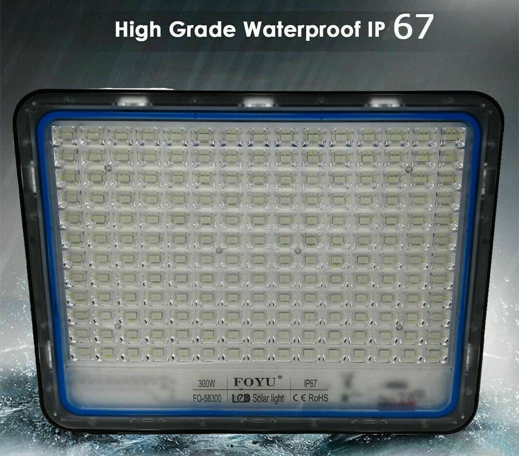 Faro 300W Faretto LED Con Pannello Solare Crepuscolare Luce Fredda IP67 - 2