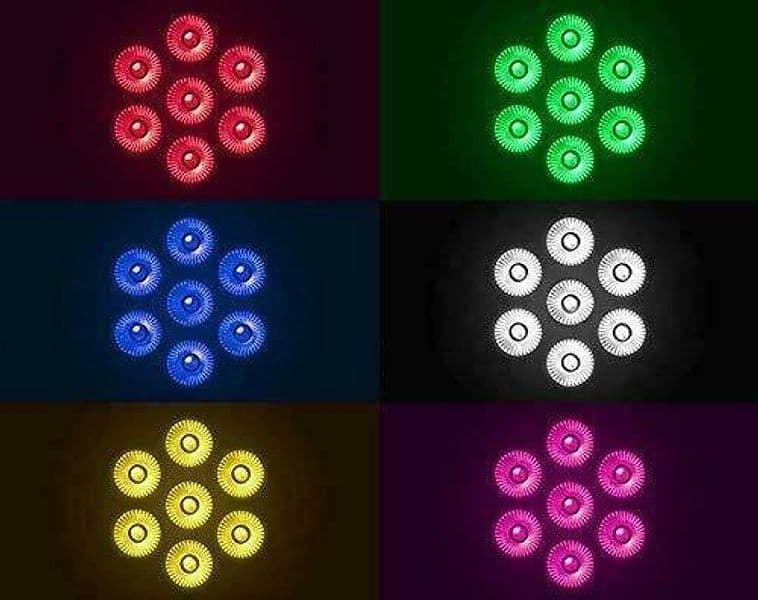 Faro Strobo RGB DJ Faretto 7 LED X 10W testa rotante 360° Colori Eeffetto Disco - 4