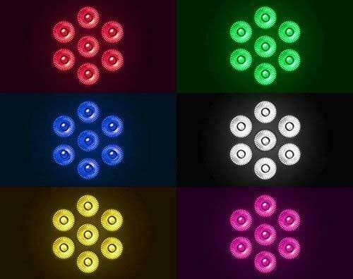 Faro Strobo RGB DJ Faretto 7 LED X 10W testa rotante 360° Colori Eeffetto Disco - 4